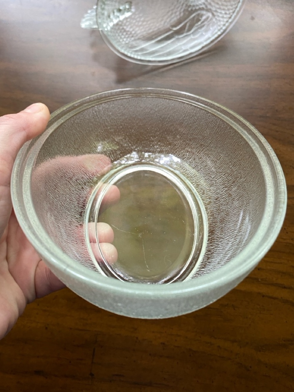 Original Indiana Glass Beadless Stippled Base Hen on A Nest Dish Clear 1930-1940 - Picture 12 of 14